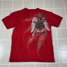 Vintage Y2K Affliction Style Tshirt Grunge Emo Goth Red Size XL