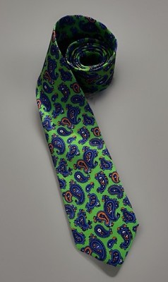 Cape Cod Neckwear Tie Green Blue Geometric Paisley Pattern 100% Silk JBHS