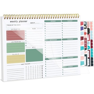 Weekly To Do List Notepad, 8.5''x11'' Desk 11x8.5 inches, Green 