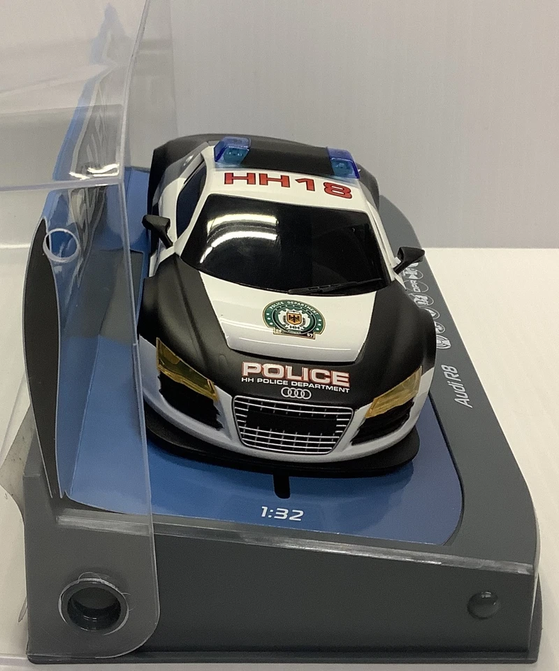 = Scalextric C3932 AUDI R8 POLICE CAR (BNIB) SIREN LIGHTS DPR 1.32 Slot Car - Image 3 of 4