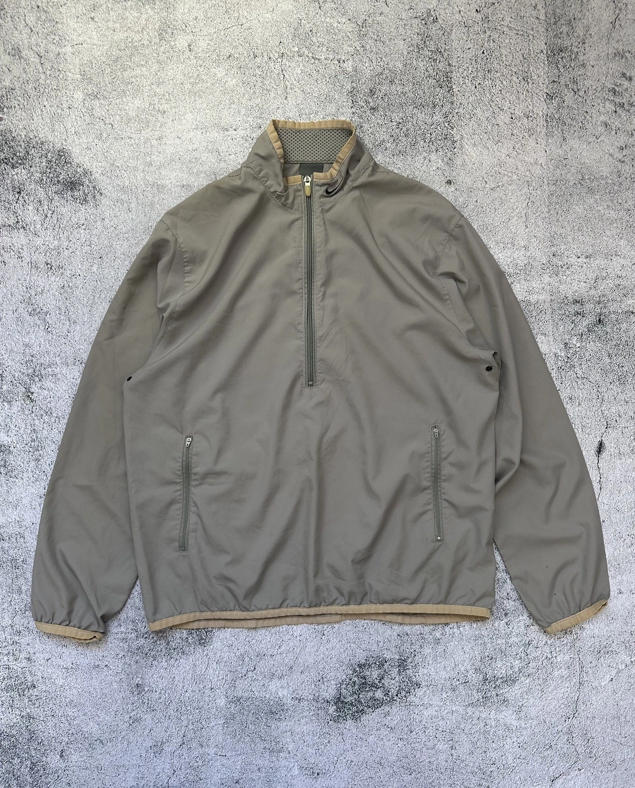 Nike Light Half-Zip Jacket Neck Swoosh Men M Gray Fit