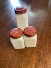 Vintage Anchor Hocking Sunburst Pattern Milk Glass Shaker Set Of 3