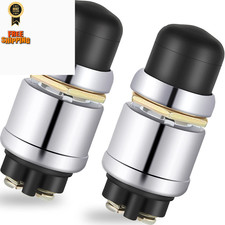 Engine Start Push Button Momentary 12v and 24v Waterproof Switch Black, Black