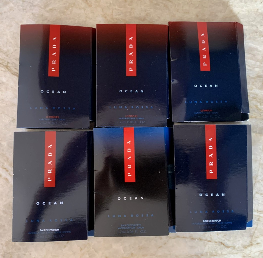 NEW PRADA LUNA ROSA OCEAN Men’s 3x Eau de Toilette + 3x Le Parfum  1.2ml/0.04oz