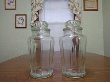 Antique Vintage Tall Heavy Glass Pharmacy Candy Jar Canister Lot of 2