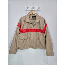 Westwind Sportswear Vintage Tan Red Stripe Windbreaker Jacket Made in USA Mens