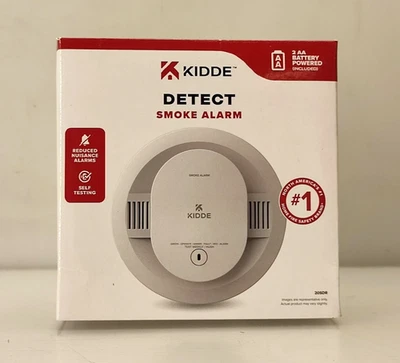 Kidde 5" Smoke Detector Alarm White AA Battery Powered LED Warning Light 20SDR