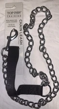 Chain Dog Leash  Black Handle For Training 4mm X 4 Feet Top Paw
