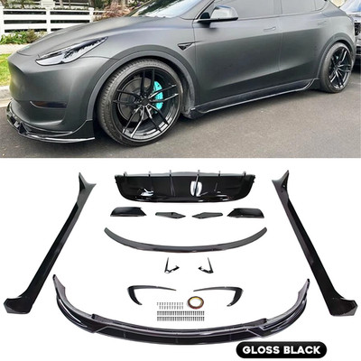 For 2020-2024 Tesla Model Y Fast Style Glossy Black Finish Full Body Kit Aerokit