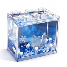 Clear 0.6 Gallon Mini Sea Monkey Betta Fish Aquarium Tabletop Stackable