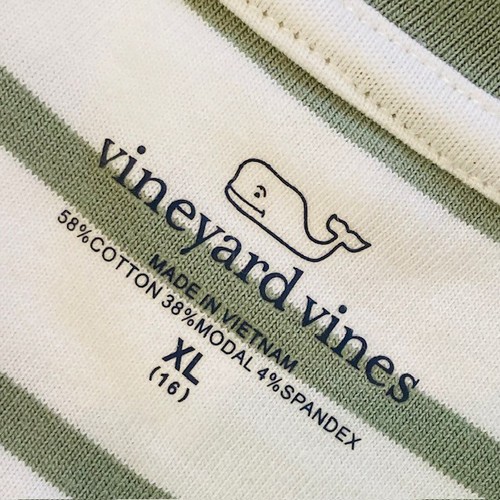 Vineyard Vines Girls XL 16 White Green Stripe Print Cropped Long Sleeve Tie Tee - Picture 7 of 12