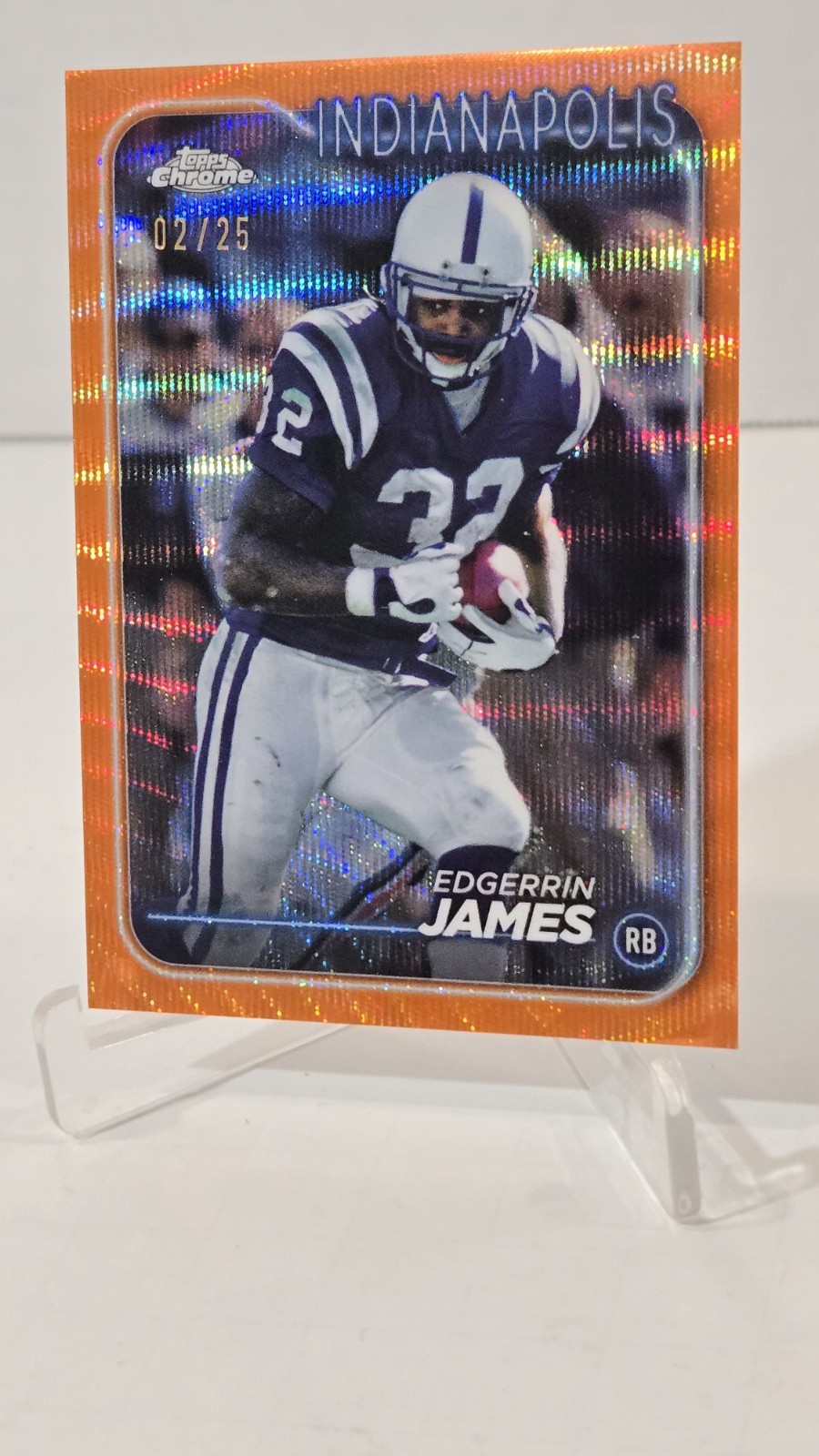🏆2024 Topps CHROME Edgerrin James RC🏈ORANGE WAVE REFRACTOR NUMBERED 2/25🏆SSP 