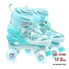 Kids Roller Skates for Girls Boys with Glitter Small US 11C-13.5C Green