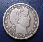 1913 VG+ BARBER HALF DOLLAR