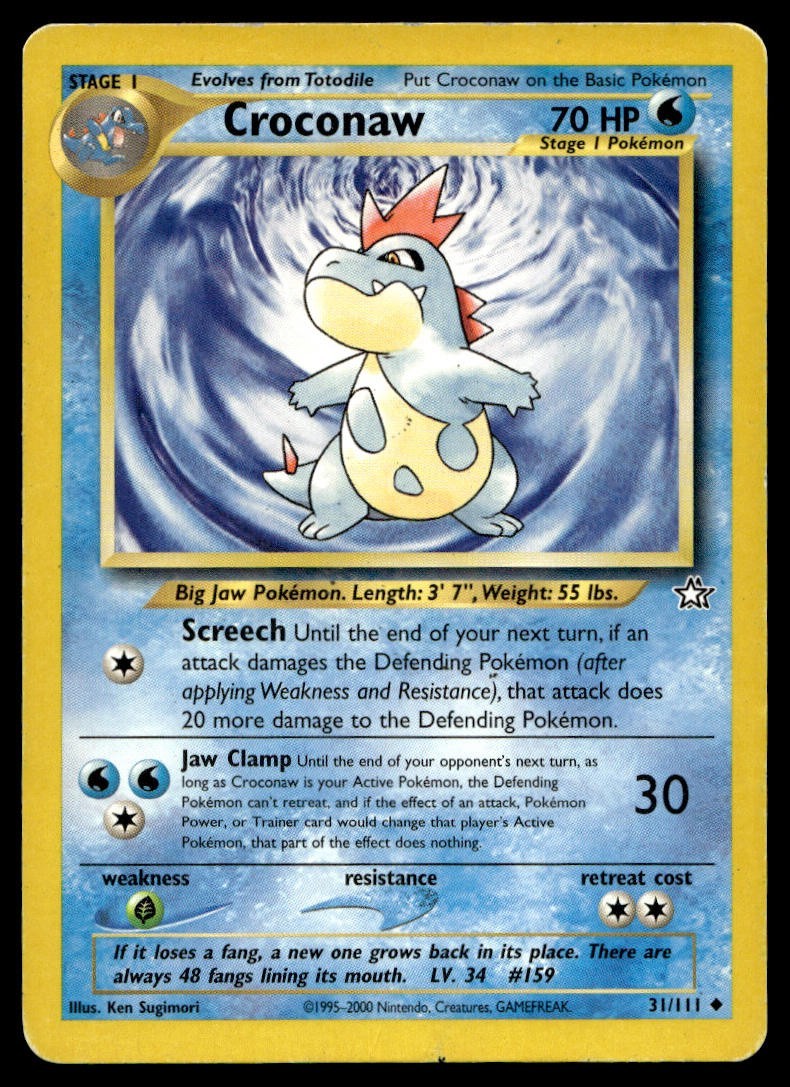 Croconaw 31/111 Pokemon Card Neo Genesis Uncommon 70 HP Lightly Played GP