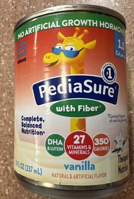 Pediasure With Fiber 1.5 Cal Vanilla Liquid 8 Fl Oz Can Case Of 24 Cans