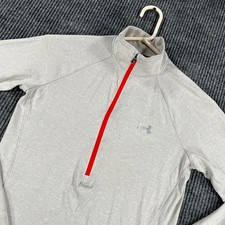 Under Armour Pullover Shirt Womens Small Light Gray Long Sleeve Heatgear Loose