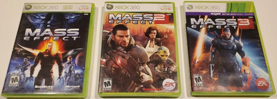 Mass Effect 1, 2, & 3 Trilogy Bundle Lot of 3 Xbox 360 Tested Games