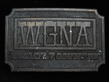PJ05162 VINTAGE 1970s WGNA FM 107.7 COUNTRY ALBANY NEW YORK RADIO BUCKLE