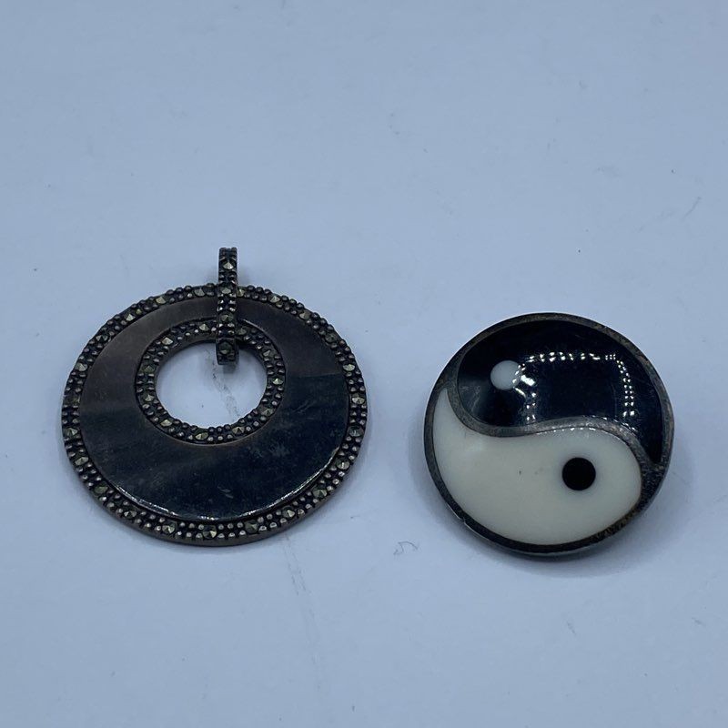 Sterling Silver Assorted Pendant & Brooch Jewelry Set 2pcs 13.1g