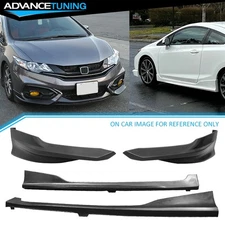 For 14-15 Honda Civic Coupe HF-P Style Front Bumper Lip Spoiler + Side Skirts PU