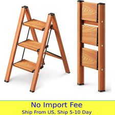 GameGem 3 Step Ladder, Folding Step Stool with Anti-Slip Wide Pedal, Aluminum Ma