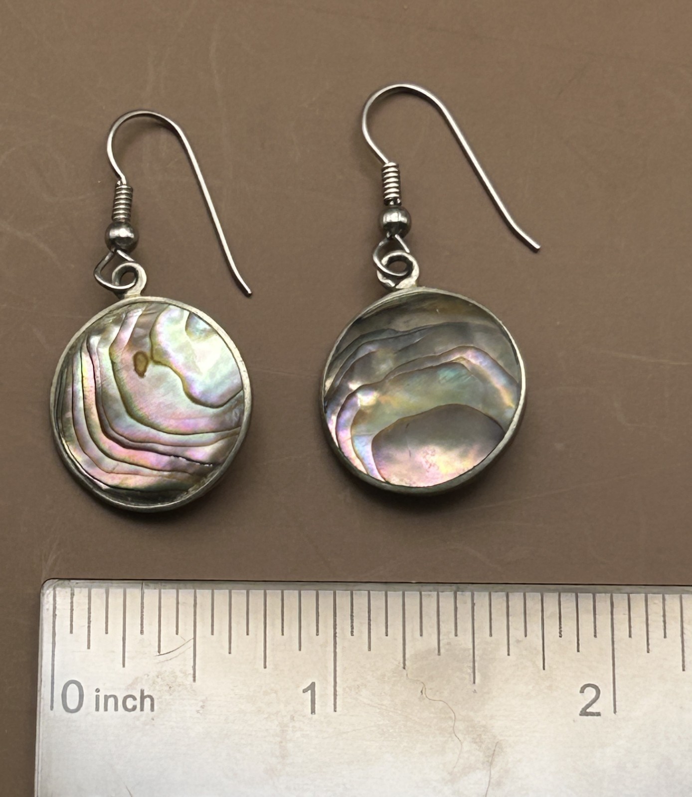 Abalone Round Circle Dangle Drop Pierced Earrings - image 2