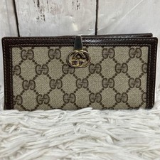 GUCCI GG Supreme Long Leather Wallet Interlocking GG Logo Authentic