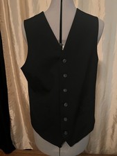 J.Ferrar Slim Solid Black Tuxedo Formal Vest, Polyester, Men's Size M