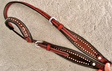 Basketweave Cowhide hair on Fancy Spot-n-Dot leather One Ear Ranch Show bridle