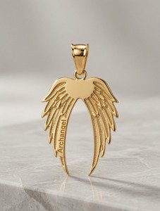 Authentic Archangel Wings Pendant Gold Plated 925 Sterling Silver Inspirational Necklace