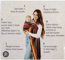 Maya Wrap Ring Sling Adjustable Carrier Multicolor Grey Ombré with Pocket