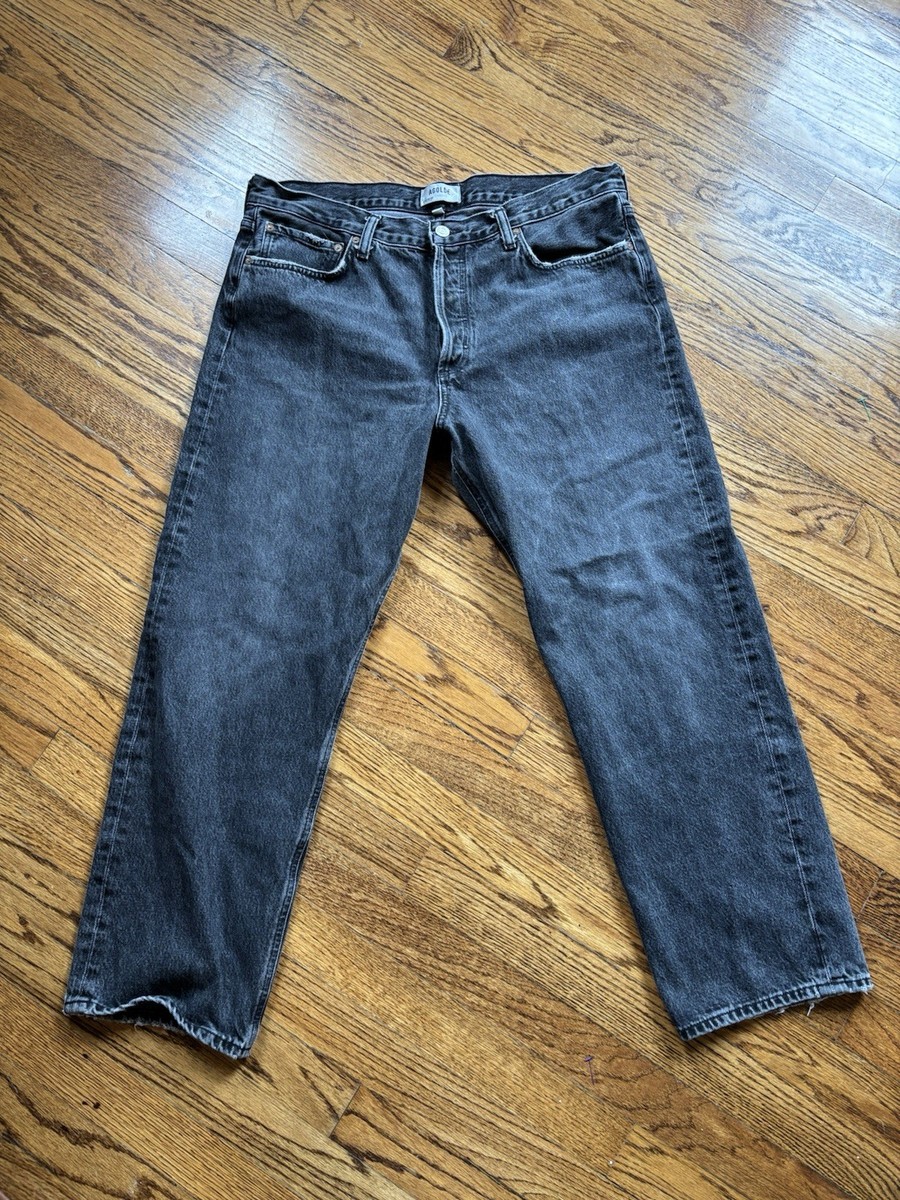 Agolde Wyman Jeans Womens 31 Black Button Fly Straight Leg Loose Boho Festival View 3