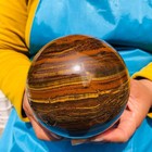 Rare 4.66LB Natural Tiger's Eye Sphere Tumbled Tiger's Eye Ball Healing 4174 — photo 3