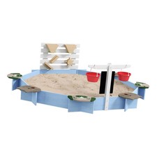 Wooden Sandbox for Children Large Outdoor Play Sandpit with Seats and