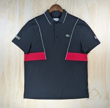 Polo deportivo grande Lacoste para hombre Novak Djokovic negro rojo tenis ultra seco