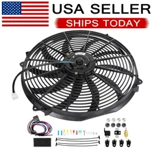16" High Performance 12V Electric Slim Radiator Cooling Fan w/Mounting Kit -