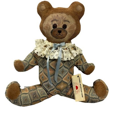 Vintage Collectible Carmel Mountain Farm Suede Hand-painted Weighted Teddy Bear