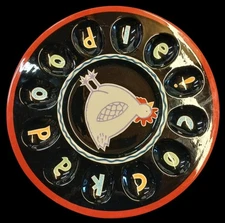 Vintage Black Ceramic Deviled Egg Platter By Becky Denny * PM05-R