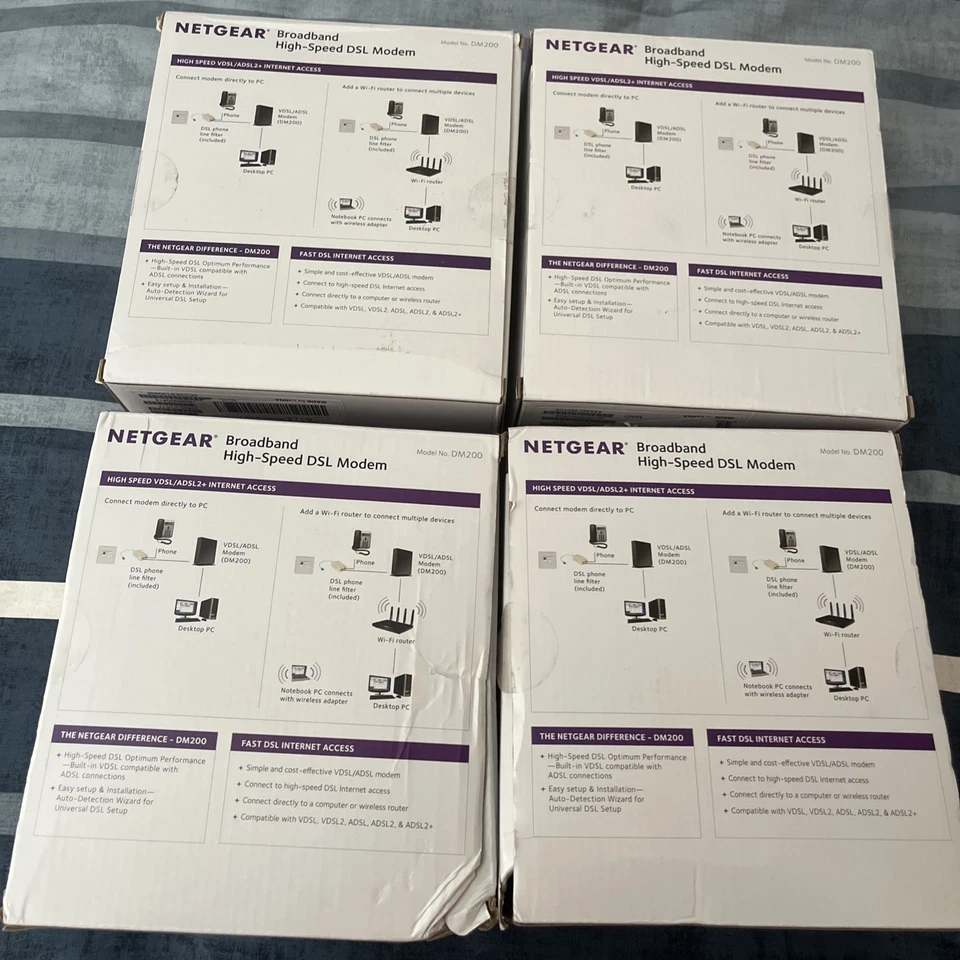 Lot of 4 NETGEAR Broadband High-Speed DSL Modem VDSL/ADSL (DM200)Open Box - Image 3 of 3