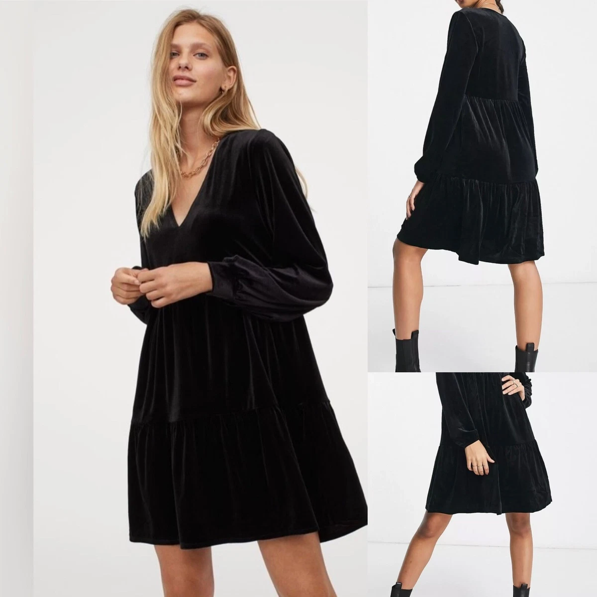 H&m black deals velvet dress