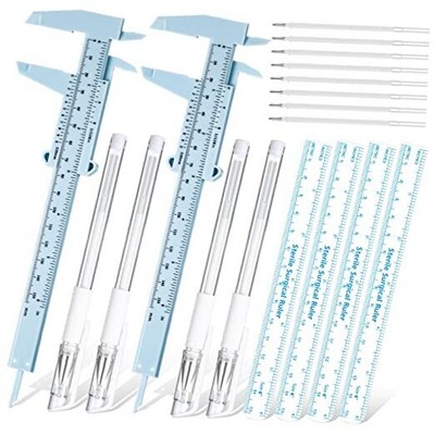 Ctosree 10 Pcs Eyebrow Tools 2 Pcs Eyebrow Measuring Ruler 4 Pcs Microblading 