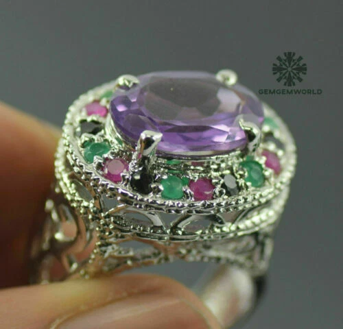 Anelli di lusso con gemme in argento sterling pietra principale alessandrite