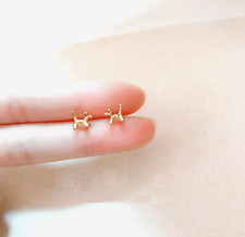 Tiny Gold Dog Puppy Stud Earrings