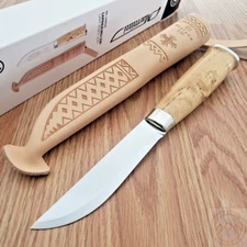 Marttiini Lapp Fixed Knife 4.25" Stainless Steel Blade Curly Birch Handle 230010