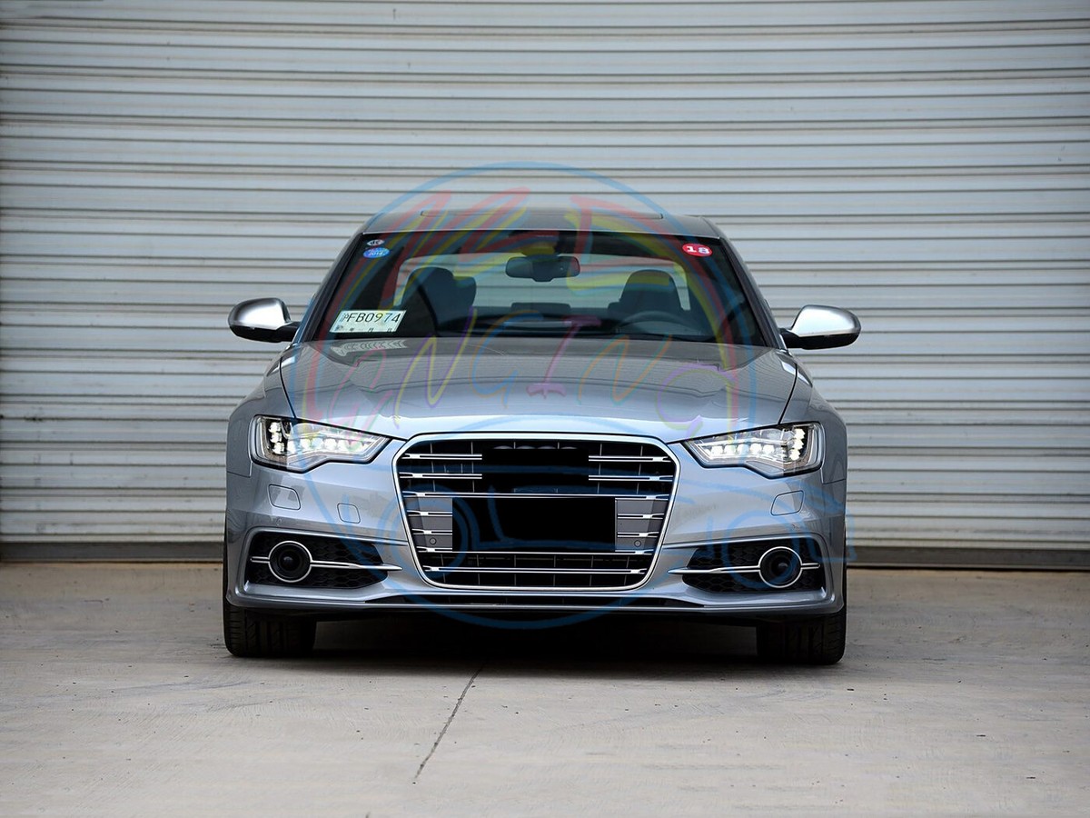 2PCS Front Bumper Grille Cover w/ ACC Cover For Audi A6 C7 S-Line