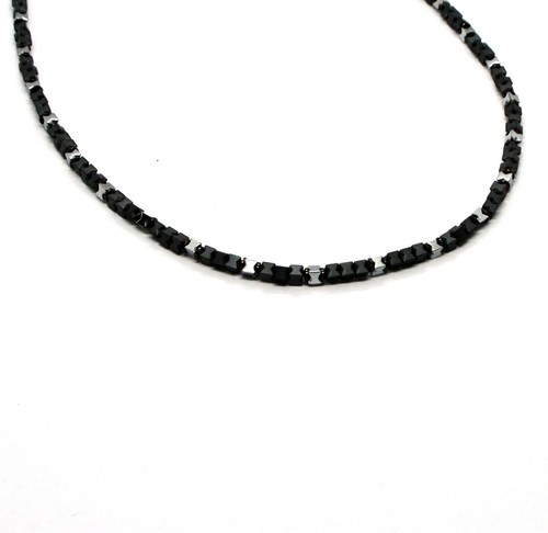 Collana De Plata 925 Pulida Con Hematita Brillante Hecho En Italia Por Maschia - Imagen 5 de 6
