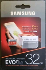 Samsung MicroSD EVO Plus 32GB Class 10 Micro SDHC Memory Card