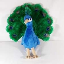 FAO Schwartz Peacock Plush Stuffed Animal 14" Blue w Green Feathers
