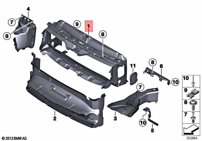 Genuine BMW F30 F30N F31 F31N F35 F35N Radiator Air Duct OEM 